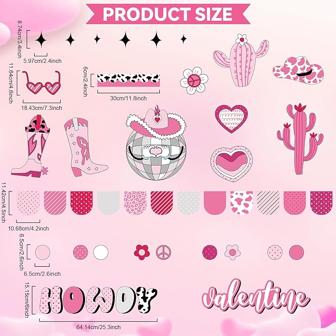 Justforjoyful Valentine's Day Bulletin Board Set Disco Bulletin Board Decorations Heart Cutouts Valentines Party Supplies Valentines Day Disco Ball Cutouts for School Classroom Chalkboard Wall Decor