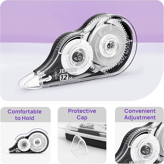 30 Pcs Correction Tape, 39.37 Ft White Wrong Out Tear-Resistant Bulk, Instant Corrections Easy to Use Applicator for School, Office, Note Taking, Journal (Tape Width 0.2 in，Clear)