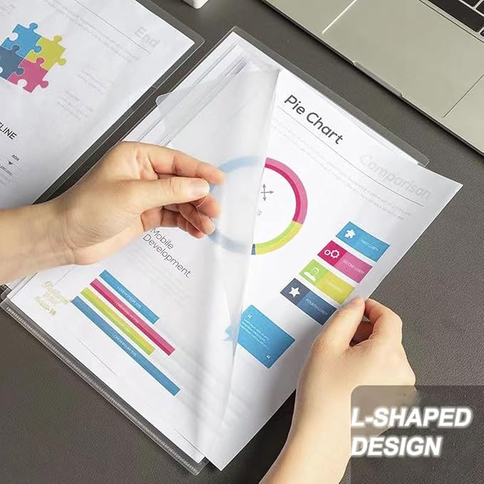 20PCS A4 Plastic Clear Document Folders Copy Safe Project Pockets Clear Plastic Folder Project Pockets Poly Sleeve Folders Transparent Color