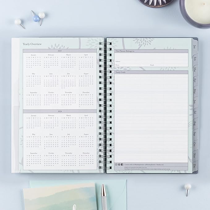 Blue Sky 2023 Weekly and Monthly Planner, January - December, 5" x 8", Frosted Cover, Wirebound, Rue Du Flore (101603-23)