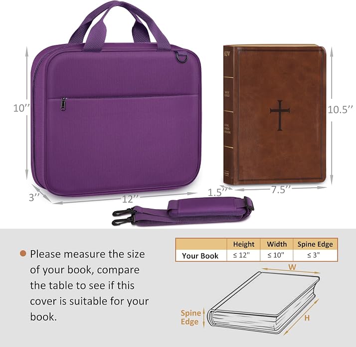 FINPAC Large Bible Cover, Carrying Book Case Church Bag Bible Protective with Zippered Pocket and Handle, Gift for Men Women