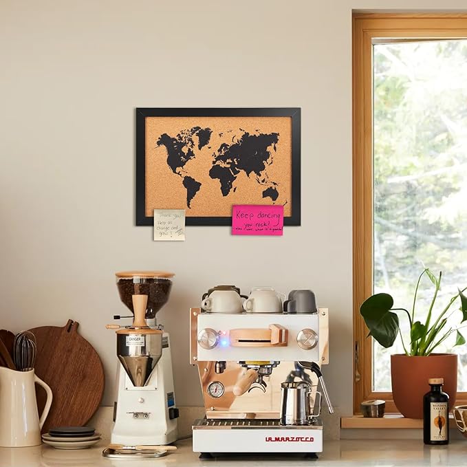 Cork Board Map of World, 20" X 30" Bulletin Boards for Walls with 10 Pins, Travel Tracker Map for Office, School and Home (WD-MAP-5075)