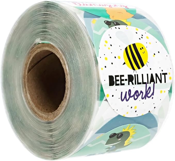 Cute Animal Pun Teacher Stickers / 500 Motivational Rewards / 6 Alternating Encouraging Phrase Classroom Labels / 1.5" Circle Adorable Animals Sticker/Made in The USA