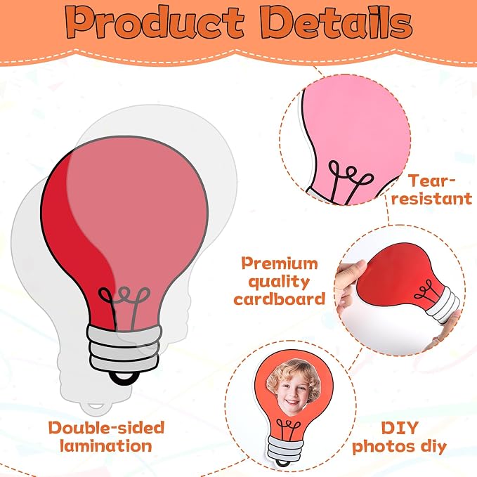 60PCS VBS 2026 Light Bulb Theme Cutouts Colorful Light Bulb Bulletin Board Decorations Religious Lightbulb Paper Cut-Outs Classroom Decor for DIY Craft Photo Kindergarten Preschool Wall Door Supplies