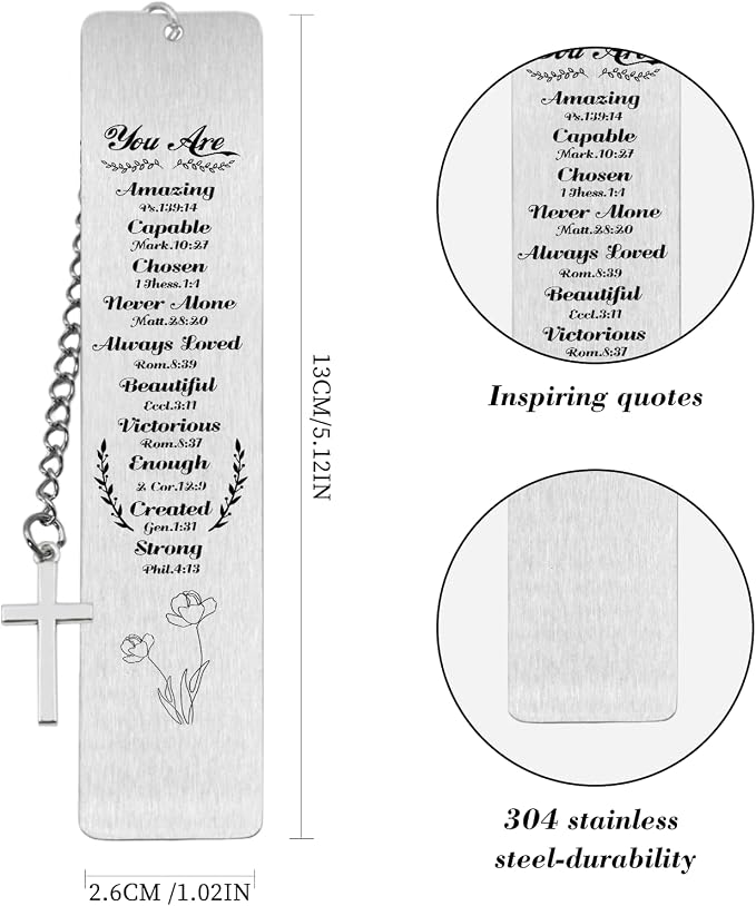 Father Day Christian Gifts Bible Bookmark for Women & Pen Set - First Communion Gifts, Baptism Gifts, Confirmation Gift Ideas - Religious Gift for Girl, Boy, Men,Book Lovers