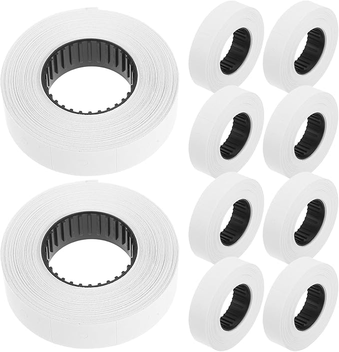 10 Rolls Double Line Price Label Paper Roll White Set Compatible Price Marker Labeler Accessories for Retail Pricing and Tagging