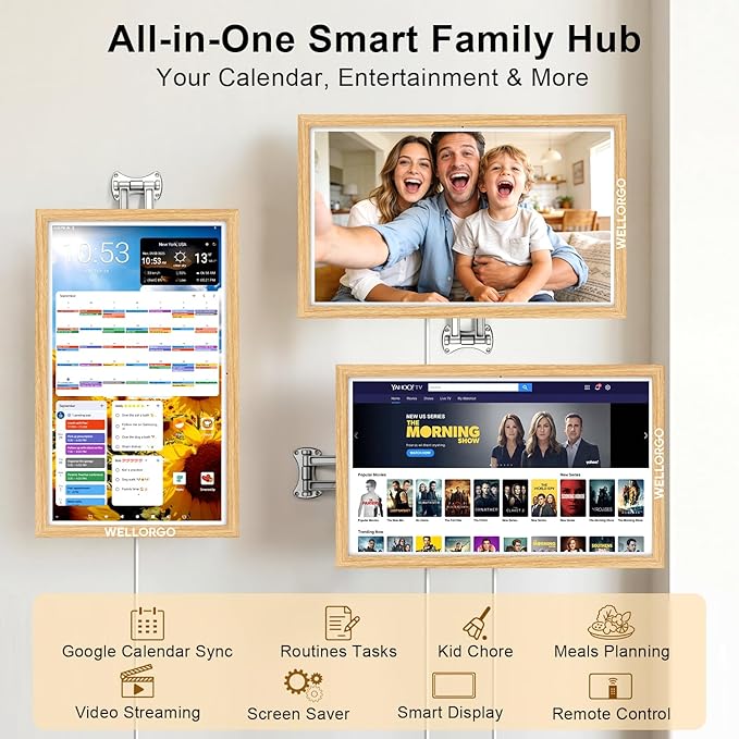 Smart Digital Calendar, 24” Electronic Planner with FHD Touch Screen & Remote Control, Electric Family Organizer with Chore Chart Google Play Customizable App, Wall Display Tablet with Camera