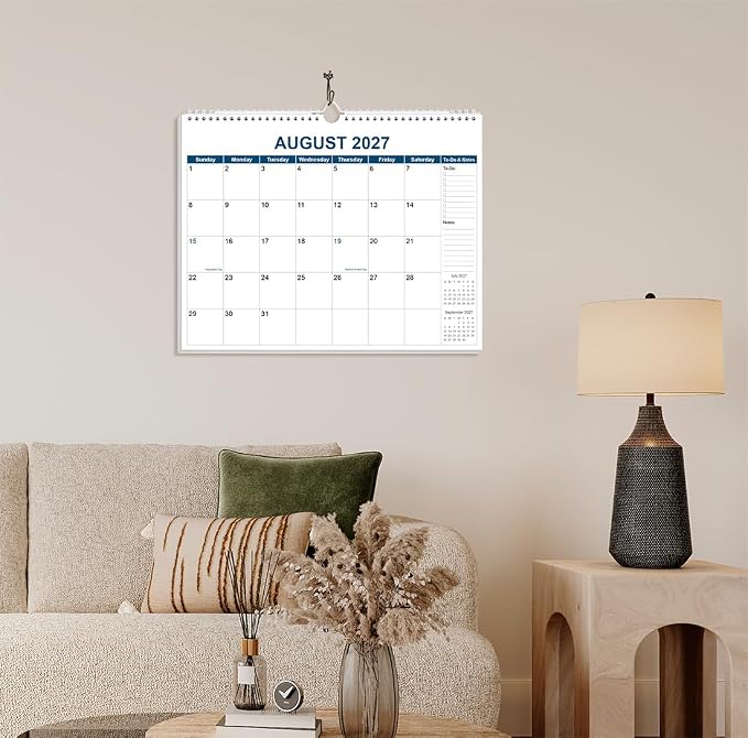 Calendar 2026-2027 - Wall Calendar from July 2026 to December 2027, 2026-2027 Wall Hanging Calendar Planner with Thick Paper, 12" x 14.5", Blue