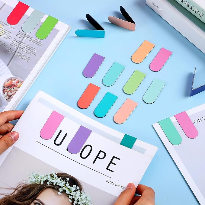 Yeaqee 130 Pcs 130 Pcs Magnetic Bookmarks Bulk Cute Book Marker Clip Planner Bookmark Clip Magnetic Page Markers Reading Accessories for Lovers Women Men Teachers Students