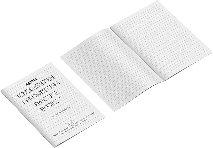 Reskid 5-Pack of 48-Page Kindergarten Writing Paper Booklets with Dotted Lines - 240 Pages of Blank Handwriting Practice Paper - Kindergarten Notebook, Elementary Lined Writing Paper