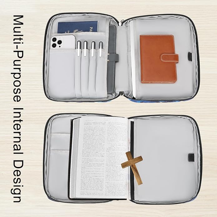 Bible Cover Case for Women Large Bible Cover for Girls Bible Study Supplies Accessories with Handle and Shoulder Strap | Durable