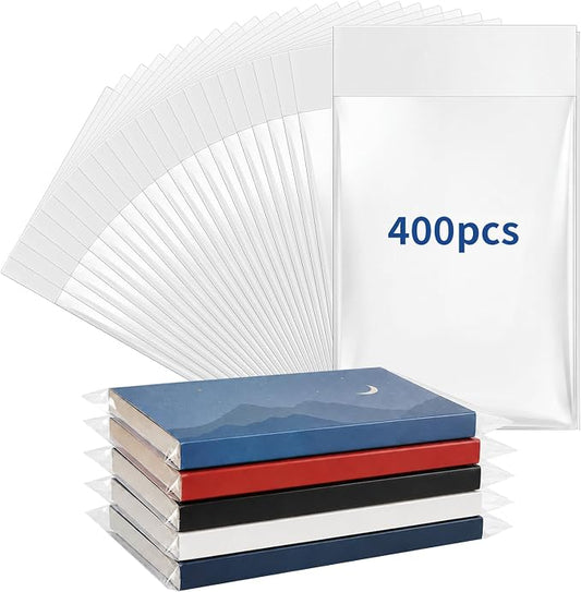 AmazingSpark 400 Paperback Book Bags 5 x 7 3/8 Inches 2" Flap Reusable Clear Polypropylene Sleeves, Acid-Free Comic Protectors for Back to School Student Pocket Paperbacks Book Covers