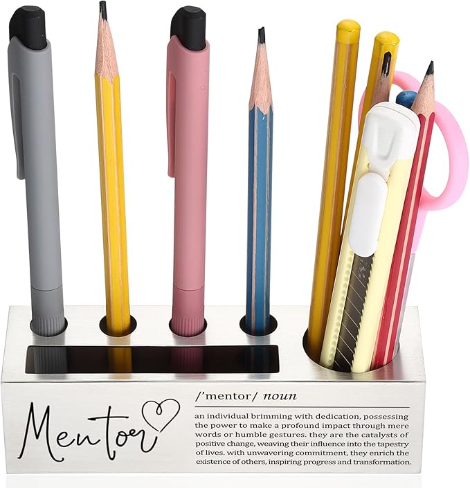 YODOCAMP Inspirational Mentor Gifts Pen and Pencil Holder for Desk, Appreciation Gift for Mentors and Leaders, Motivational Desk Organizer for Teacher Recognition TZC81