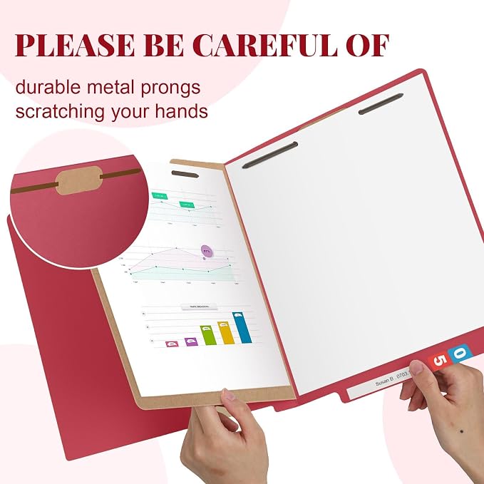 Skyygemm 24 Pack Large Classification Folders, 1 Divider Pressboard File Folder with Fasteners, Expanding File Organizer Bulk for School Teachers, Office Employee, Coworker, Staff(Red)