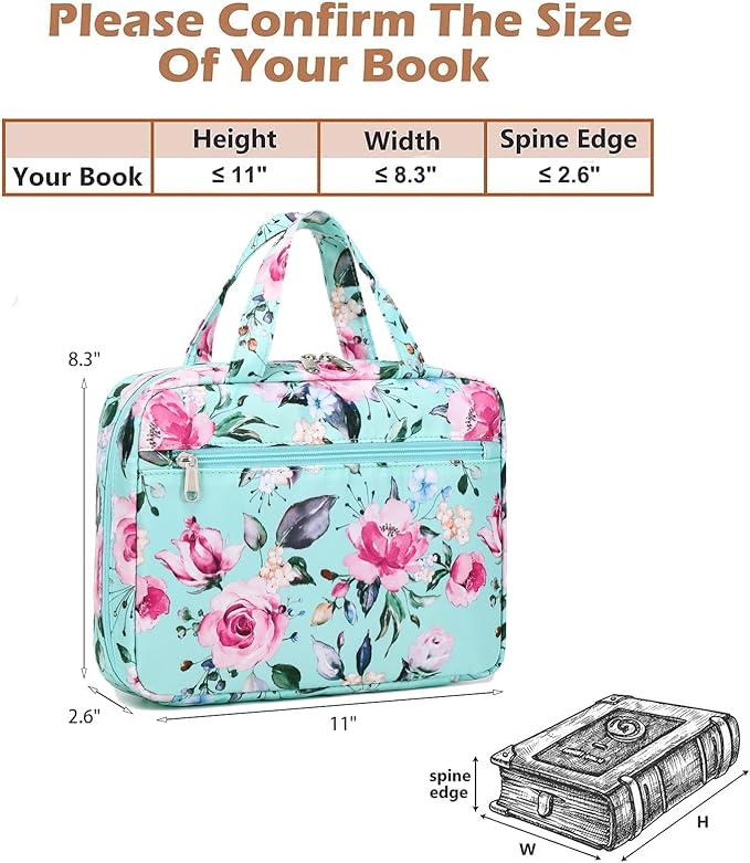 Octsky Bible Cover Case for Women Bible Organizer Book Carrying Bag for Medium and Large Bibles, Floral Lake