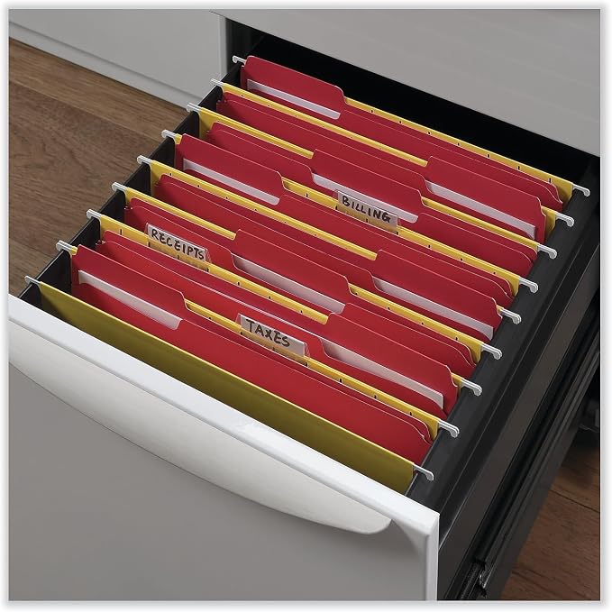 Universal 16163 Colored File Folders, 1/3 Cut Assorted, Two-Ply Top Tab, Letter, Red, 100/Box
