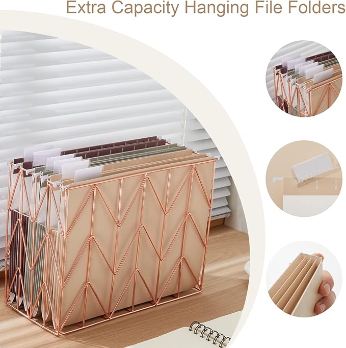 6 Pack Extra Capacity Hanging File Folders Letter Size Accordion Decorative File Folder Cute Colored Hanging Folder Organizer for Office Home with 1/5-Cut Adjustable Tabs, Selected Color Set 1