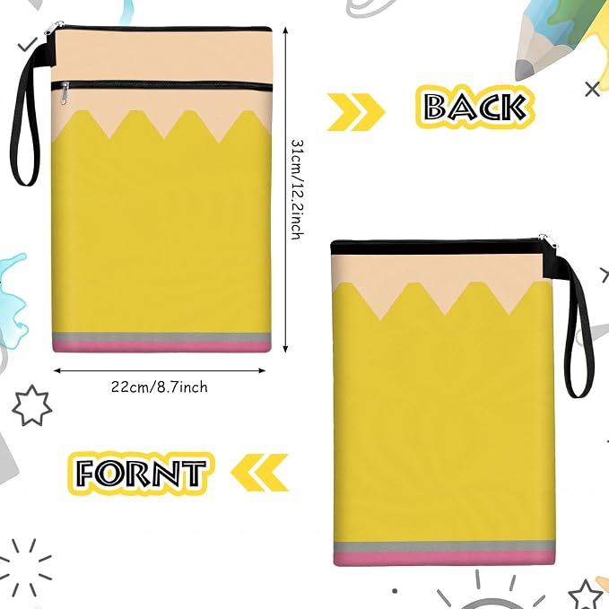 Feifeiya 6 Pcs Back to School Book Sleeves Book Pouches with Zipper Pencil Crayon Notebook Line Theme Books Protector Pocket Back to School Party Favors Gifts for Students Books Lover Reader Friends