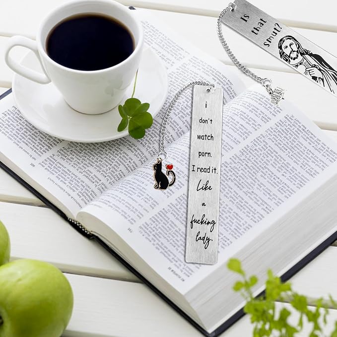 2Pcs Funny Smutty Jesus Bookmark Gifts for Men & Women - Metal Book Mark, Stainless Steel, Unique Friend & Coworker Gifts