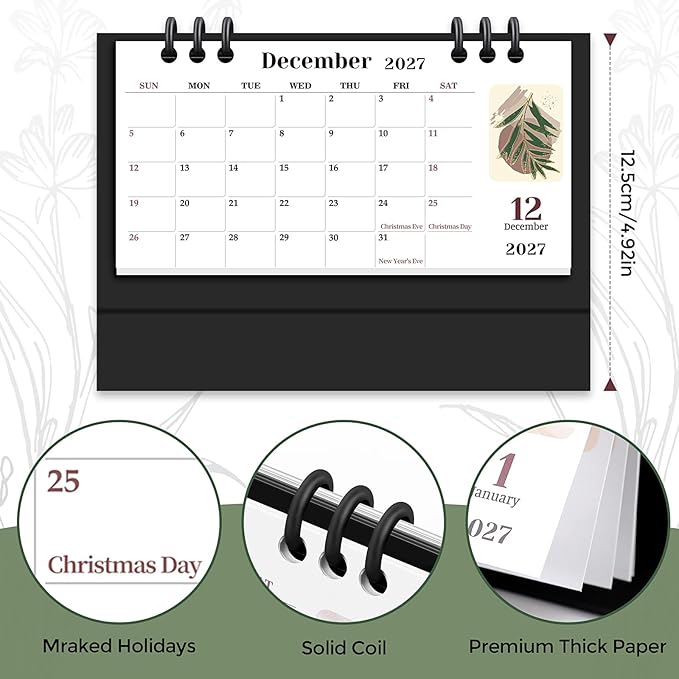 KONVINIT Small Desk Calendar 2026-2027, 6.3" x 3.1", 2026 Desk Calendar - Runs From January 2026 Until December 2027, 24 Months Mini Desktop Calendar for School, Home and Office Supplies