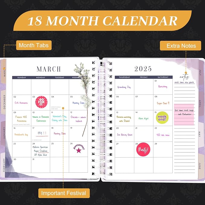 Planner 2026-2027, 18 Months Large Academic Daily Weekly Monthly Organizer | July 2026 - Dec 2027, 8.5x9.8" Size, Page Tabs & Separator Page, Pocket Folder, Bookmark Included, Stickers & Sticky Note Set