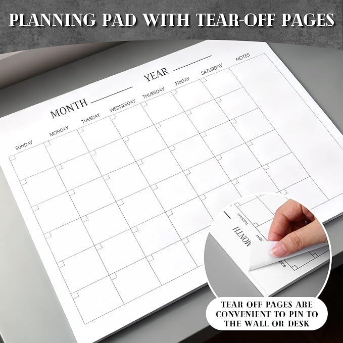 Colarr 36 Sheets 2026 Monthly Blank Calendar Sheets 22 x 17 Inches Blank Calendar Pages Desk Pad Undated Schedule for Office Workers Planning and Organizing