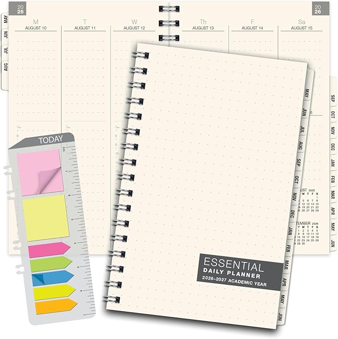 ESSENTIAL 2026-2027 Monthly & Weekly Planner with Tabs, 5"x8": 14 Months (May 2026 - June 2027), Professional, Simple, Easy-to-Use Design and Frosted Poly Cover for Extra Protection (Frosted)