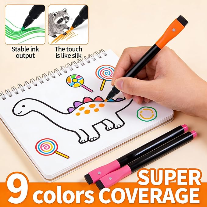 9-Colors Neon Liquid Markers for LED Drawing Board, Magnetic Erasable Markers-Compatible with LED Note/Writing Board, Acrylic Calendar, Glass Windows, Fluorescent Wet or Dry Erase Markers Fine Tip