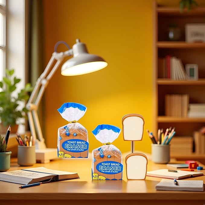 2Pcs Toast Bread Eraser Stationery Bread Shape Pencil Eraser Sketching Tools Drafting,Bread Eraser Cartoon Cute Pencil Eraser Supply for Kid Painters Artists Erasers and Correction Products