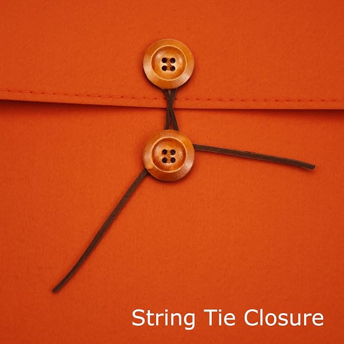 A4 Document Holder Felt File Folder Paper Portfolio Case Letter Envelope Folders with String Tie Closure (1, Orange)