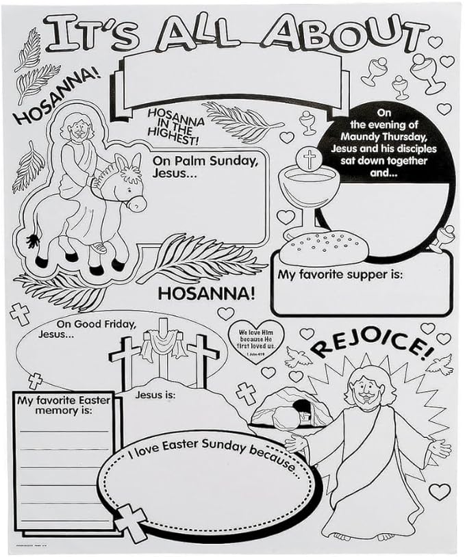 Fun Express Color Your Own All About Holy Week Posters - 30 Pack - DIY Religious Crafts for Kids and Sunday School Activities