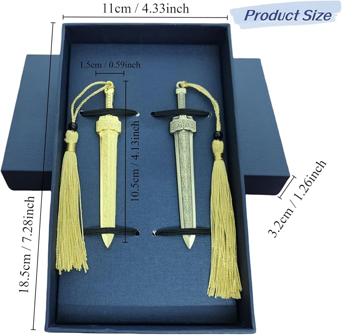 Sword Bookmark, Metal Bookmark, Bookmarks with Tassels, Your Reading Assistants, Classroom Prizes, Men Bookmarks, Office School Library Bookstore Home (Gold+Bronze)