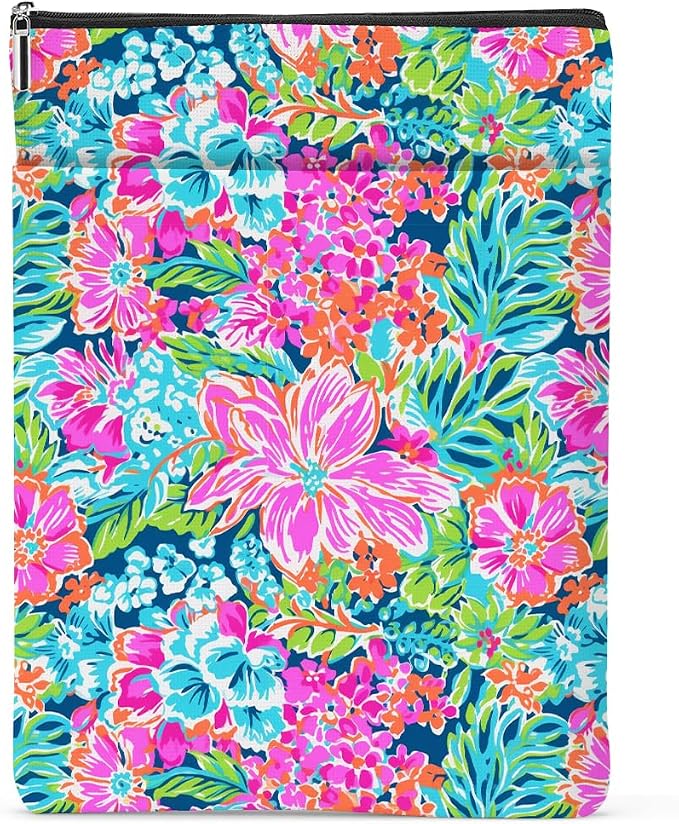 Book Sleeve Book Lovers Gifts Waterproof Books Pouch Protector with Zipper & Pocket Gifts for Women Girls Bookworm Teacher Reader Librarian Birthday Friendship Christmas Watercolor Floral Pattern