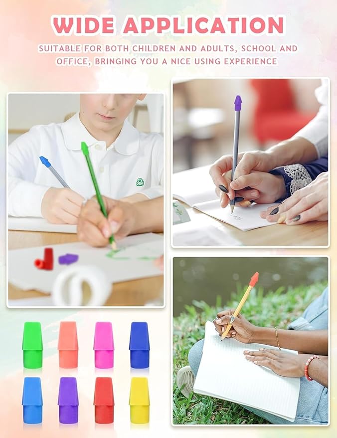 20PCS Colorful Pencil Eraser caps - Perfect as Pencil top Eraser for Students, Art Drawing, Teachers, and School or Office Supplies - Durable and Suitable for Both Kids and Adults