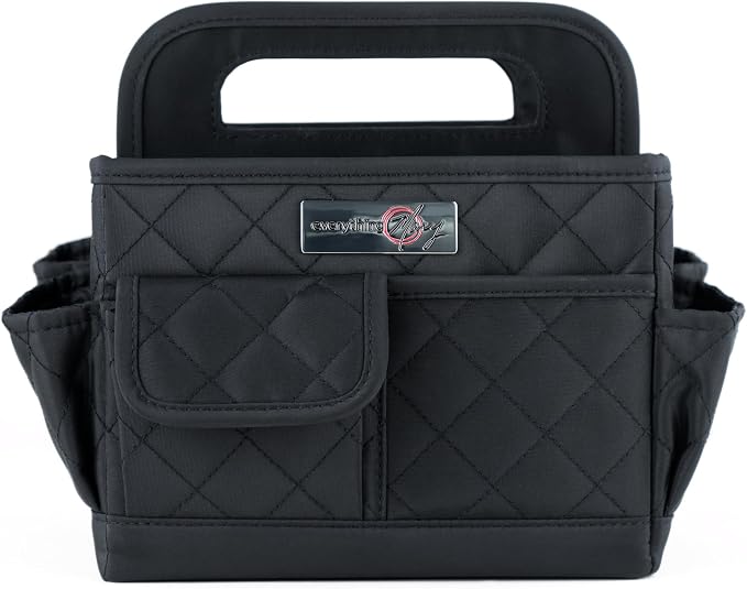 Everything Mary Desktop Tote Organizer – Black Quilted Craft Caddy – Portable Storage Bag for Scrapbooking, Sewing, Art Supplies & DIY Creative Tool Organization
