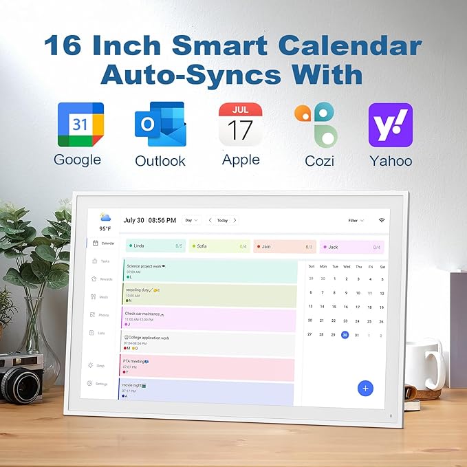 Digital Calendar, Smart WiFi Electronic Calendar&Chore Chart, IPS Touch Screen HD Display for Family Schedules, Share Moments Instantly from Anywhere