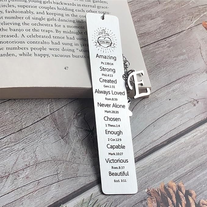 Bible Bookmark for Women Book Lovers Sister Christian Book Marker Gifts for Reader Teens Girls Baptism Birthday Christmas Gift for Coworker Students Bookish Easter Gifts (Silver-E)