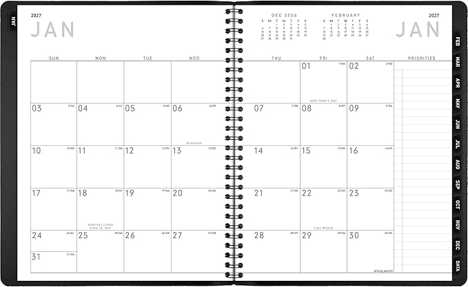 AT-A-Glance 2027 Planner, Monthly, 7" x 8.75", Contemporary, Black (70120X0527)