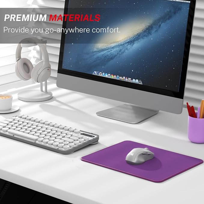MROCO Essential Office & Gaming Mouse Pad, 8.5 x 11 Inch, Violet Purple | Anti-Fray Stitched Edges, Functional Pattern Design, Non-Slip Rubber Base, Water and Stain Resistance