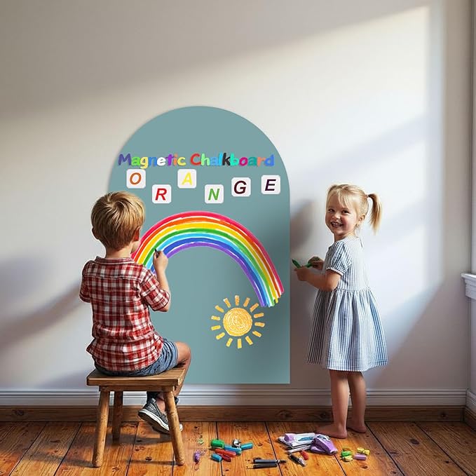 Magnetic Arch Wall Decal for Kids,Upgraded Thickened Magnetic Chalkboard for Most Wall,Suitable for Home Decoration Wallpaper and Children's Game Room (Celadon, 16" W x 24" H)