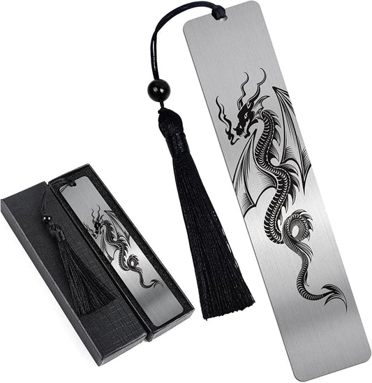 Dragon Bookmarks for Men - Fantasy Metal Bookmark Book Accessories School Office Supplies Gifts for Bookish Book Lover Women Teacher Book Page Marker for Students Birthday Christmas Gift