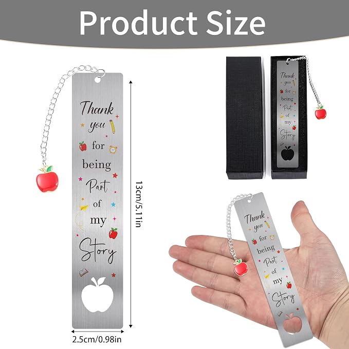 Teacher Appreciation Metal Bookmark, Thank You Teacher Gifts Book Mark for Women Men, Inspirational Page Marker Reading Gift for Teachers Teacher Appreciation Week Retirement Graduation