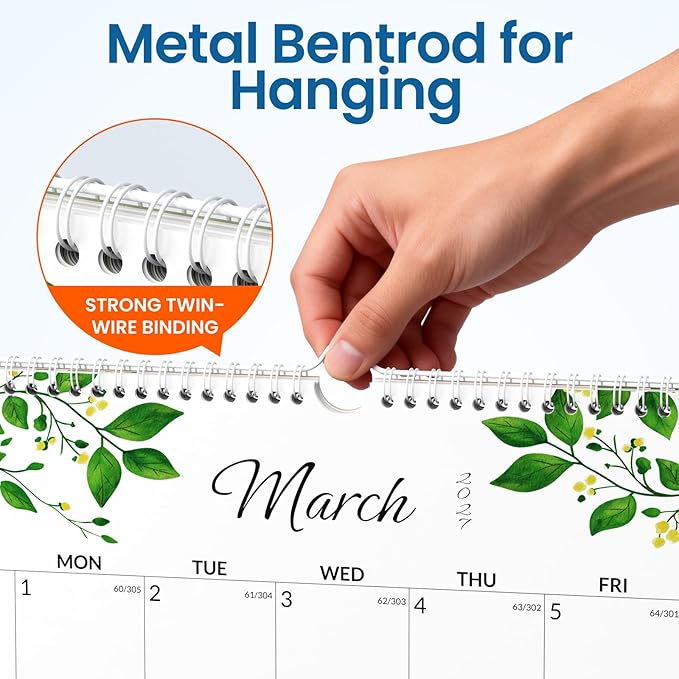 SUNEE Wall Calendar 2026-2027 18 Months Jul. 2026 - Dec. 2027, 14.5"x11.5" Big Grid Hanging Calendar with Note for Organizing & Planning, Monthly Calendar 2026-2027 with Last Month and Next Month, Greenery