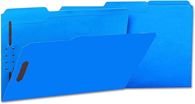 Universal 13525 Deluxe Reinforced Top Tab Folders, 2 Fasteners, 1/3 Tab, Legal, Blue (Box of 50)