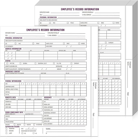 Glenmal 30 Pcs Confidential Employee Record Folders Employee File Folders Payroll Book 9.5 x 11.5'' Personnel Organizer Decorative File for Company Office Record Info Preprinted