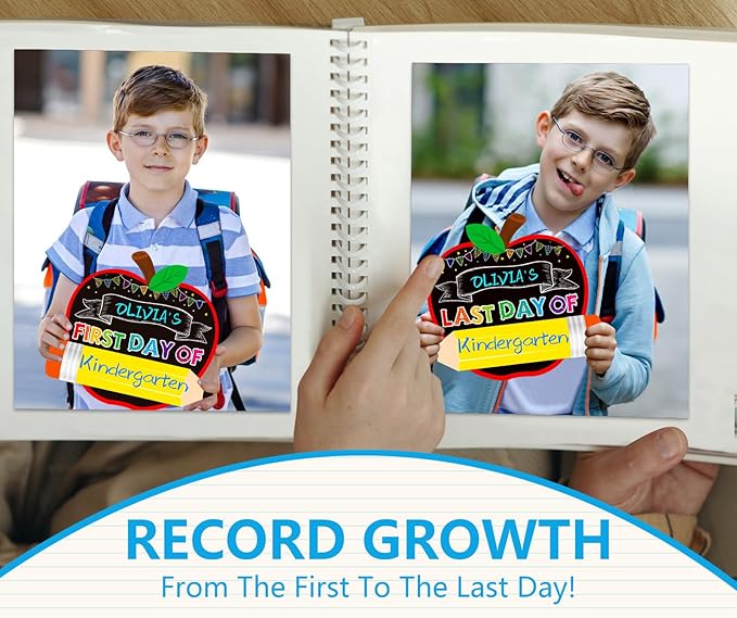 First Day of School Board Sign - Double Sided Apple First and Last Day of Preschool Kindergarten Chalkboard Sign Reusable & Erasable Back to School Supplies Photo Prop Gift for Kids
