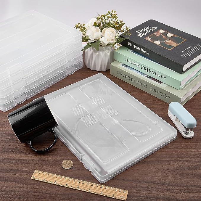 FINGERINSPIRE 6 Pcs Plastic A4 Paper Box File Storage Box 9.29x12.32 inch Inner Diameter Portable Project Case Clear Plastic Document Magazine Organizer Box for Office Home School Supplies Accessories