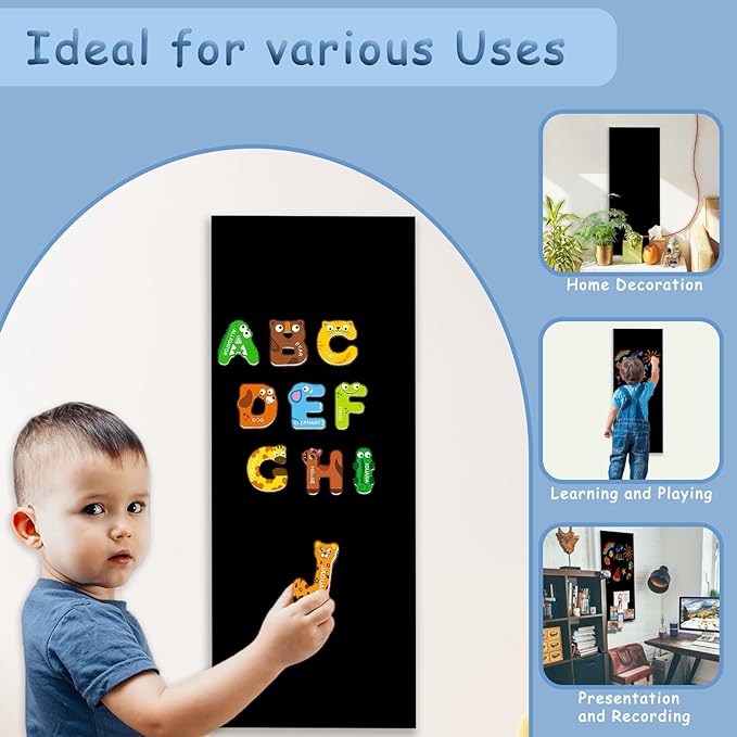 Magnetic Chalkboard Contact Paper for Wall,Peel and Stick Self Adhesive Blackboard Wall Decal Roll for Home School,40" x 16",Black (CB-BK-40100)