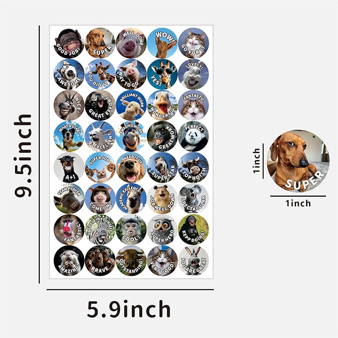 800 Pcs Funny Animal Meme Incentive Stickers, Teacher Reward Stickers for Classroom - 40 Vibrant Designs Motivational Positive Stickers - Encourage Kids to Do Chores, Go to The Toilet