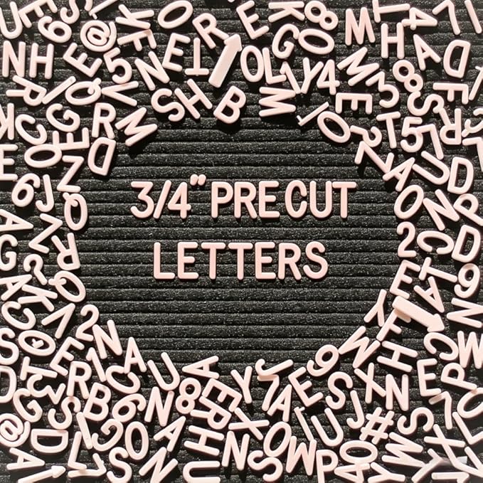 304 Pcs Pre-Cut Letter Board Letters, White 0.75 Inch - No Cutting Required, Secure Packaging - Felt Board Accessories for Holiday Decor & Creative Signs (Pink)